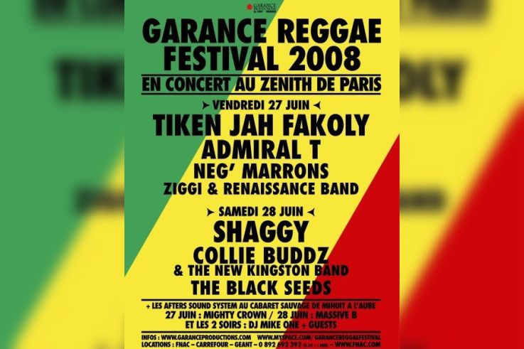 Concert, Paris, Garance Reggae Festival, Zénith, Shaggy, Tiken Jah Fakoly