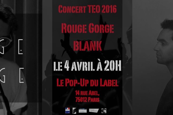 CONCERT GRATUIT 04 / 04 ! BLANK ET ROUGE GORGE 