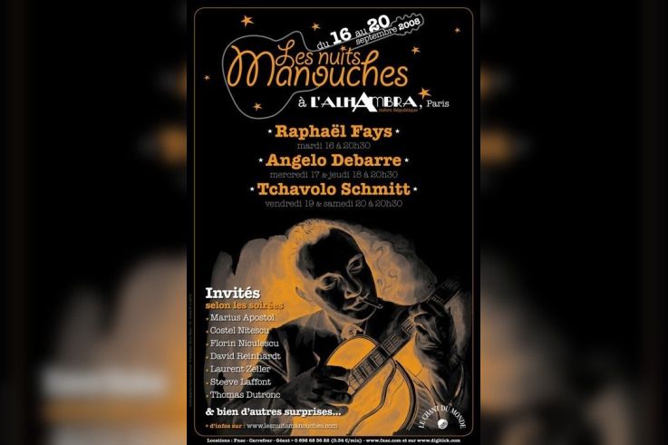 Concerts, Paris, Alhambra, Jazz Manouche, Nuits manouches, Raphaël Fays, Angelo Debarre, Tchavolo Schmitt