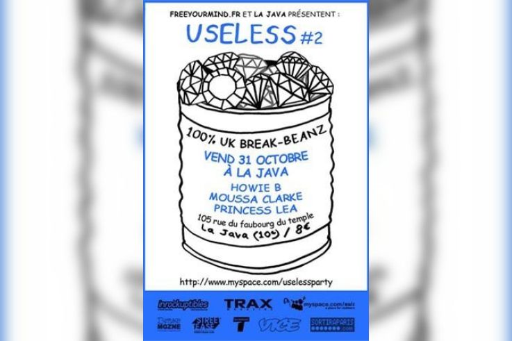 Soirée, Clubbing, Useless, Paris, Java, Howie B, Moussa Clarke, Princess Léa