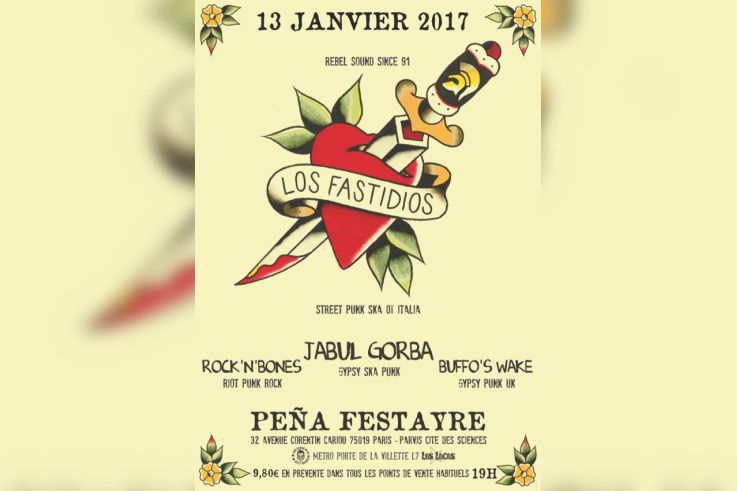 Rebel Music Party : Los Fastidios, Jabul Gorba, Rock'N'Bones et Buffo's Wake