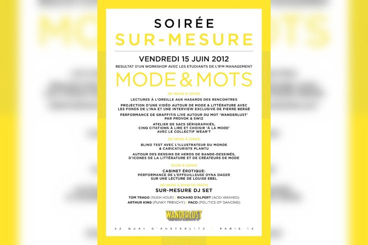 SUR MESURE Workshops : MODE & MOTS @ WANDERLUST