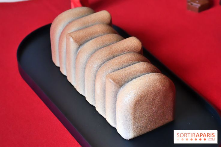 Bûche de Noël glacée 2024 de la Manufacture de Chocolat Alain Ducasse à Paris