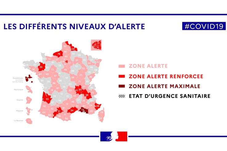 Coronavirus : les différences entre zone alerte, alerte renforcée et alerte maximale