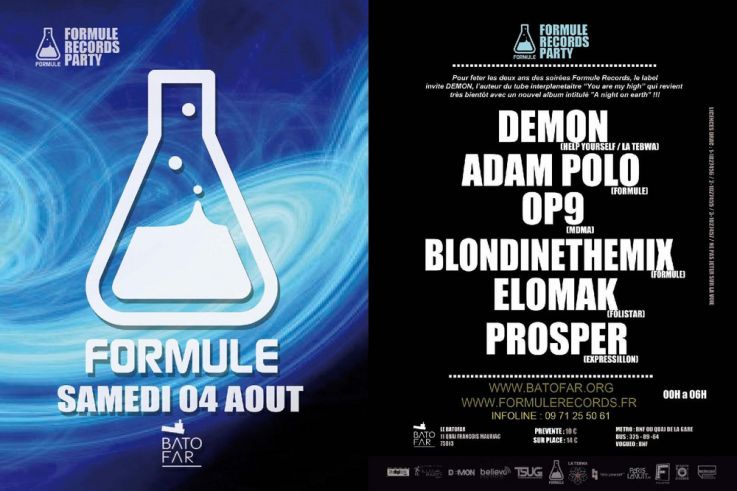 FORMULE RECORDS PARTY avec DEMON / ADAM POLO / OP9 / BLONDINETHEMIX / ELOMAK / PROSPER ! 
