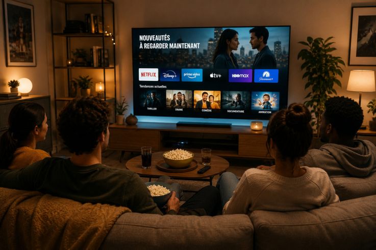 Soirée streaming entre amis devant la télévision