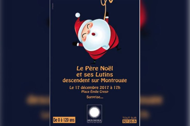 Le Père Noël et ses lutins descendent du ciel à Montrouge