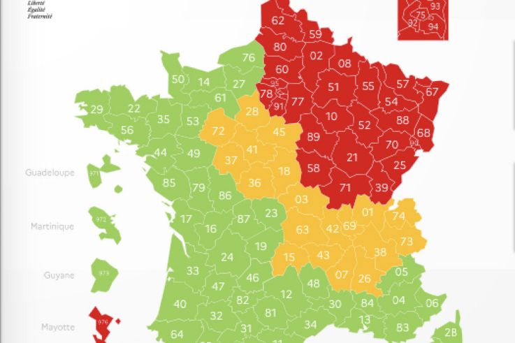 Carte de France du déconfinement par département le 4 mai 2020