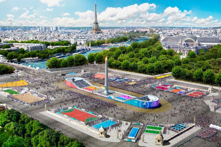 Run Paris 2024 sur la Place de la Concorde 