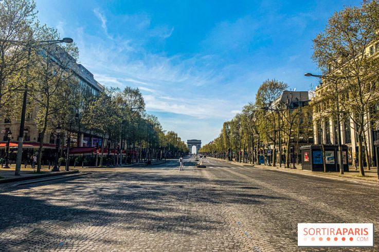 Visuel Paris vide Champs Elysées Arc de Triomphe
