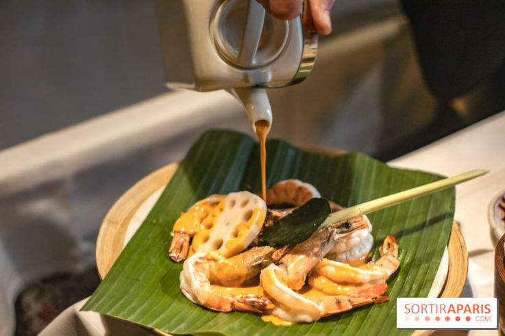 Djakarta-Bali : pepes udong (gambas à l'étuvée dans une feuille de bananier)