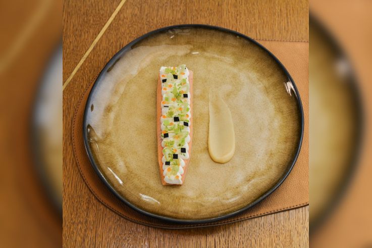 Le Sergent Recruteur - Truite irisée au goût légèrement boisé, crème fouettée au sirop d'érable, pomme verte et radis noir