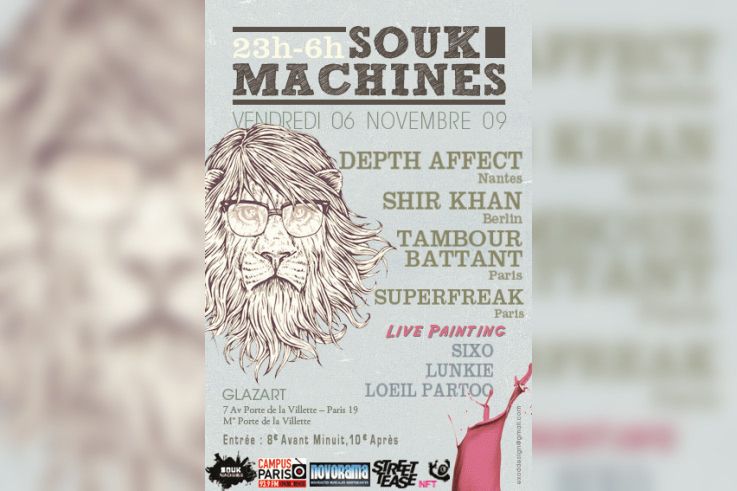 Souk Machines, Shir Khan, Depth Affect,Tambour Battant, Glazart, Soirée, Paris