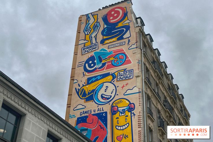 JO : une fresque s'installe dans le 18e pour marquer le lien entre Paris 2024 et Los Angeles 2028﻿