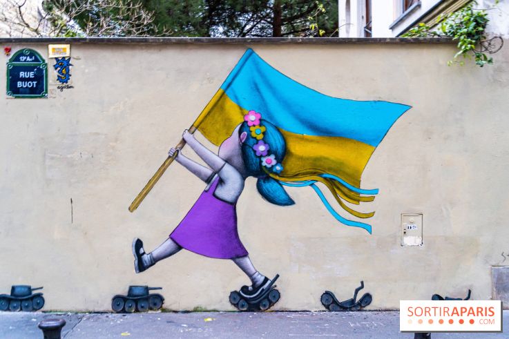 Le monde du street art se mobilise pour l'Ukraine à Paris, les photos