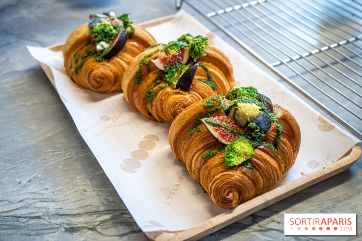 L'Éclair de Génie Café Paris - croissant salé - burrata figue