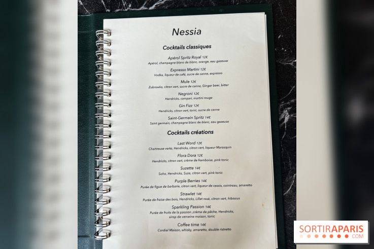 Nessia, le bistrot de chef - Paris 3e - Menu - carte cocktails