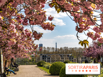 Parc de Bécon à Courbevoie - Pavillon des Indes - Cerisiers en fleurs