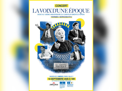 Concert « LA VOIX D'UNE ÉPOQUE » 100 ANS DE YERMEK SERKEBAYEV à la Maison de l'UNESCO, Paris le 18 septembre à 19 h 00
