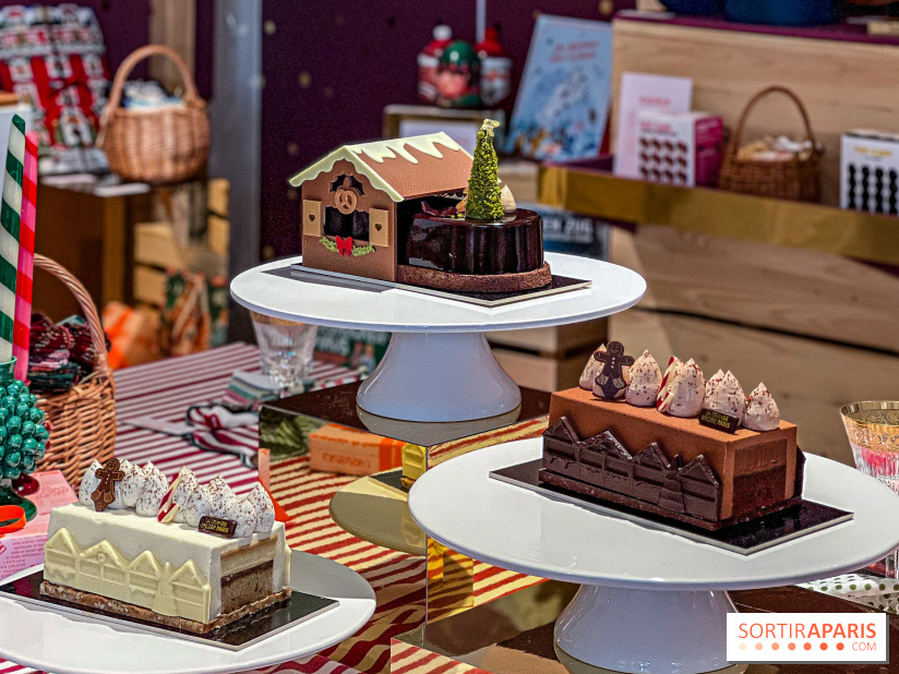 Bûches de Noël 2025 de La Grande Epicerie de Paris : trois gâteaux dans l'esprit des marchés de Noël
