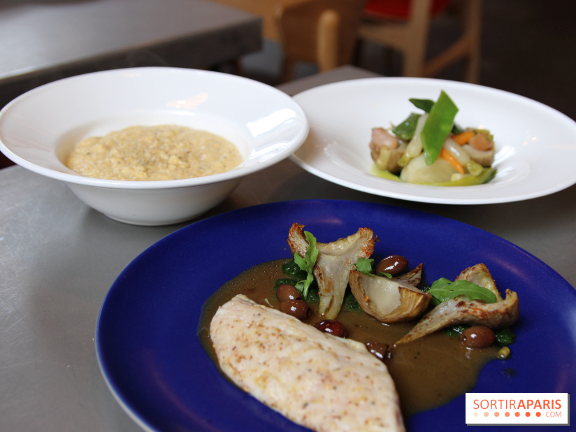 Cucina, Ducasse à la Maison de la Mutualité : bar rôti, polenta et légmumes