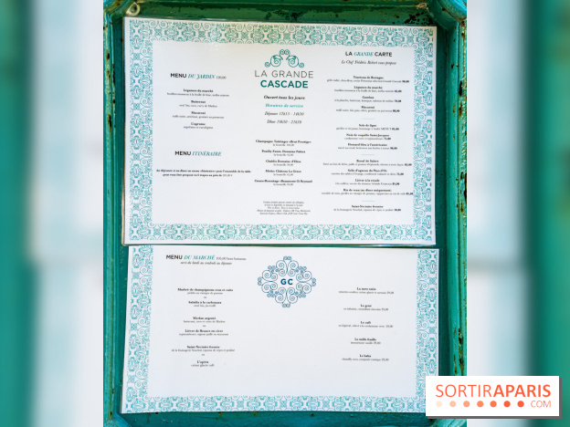 Grande Cascade restaurant 16e - Bois de Boulogne - carte - menu