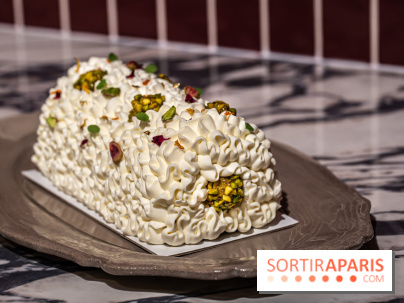 Bûche de Noël Paris-Brest pistache et tropicale de Nour Kandler - Lalla Coffee - A7C02374