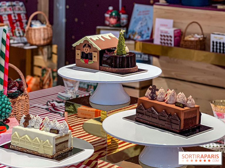 Bûches de Noël 2025 de La Grande Epicerie de Paris : trois gâteaux dans l'esprit des marchés de Noël