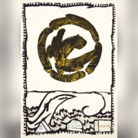 Pierre Alechinsky pour Michel Butor 2010, signée et numérotée Lithographie réalisée pour un portfolio publié à l’occasion de l’achèvement de la publication des œuvres complètes de Michel Butor aux Éditions de la Différence. 99 exemplaires. Editions de la Différence