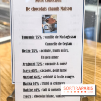 Chocolats chauds de Une Glace à Paris - menu