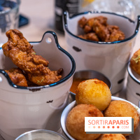 Jòia Bun - restaurant de burgers - Hélène Darroze -  croquetas fourrées aux macaronis au fromage - poulet frit