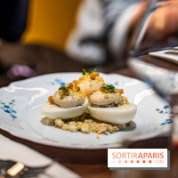 Bistrot Podium, le restaurant festif avec la carte de Glenn Viel -  L'oeuf mimosa au tourteau