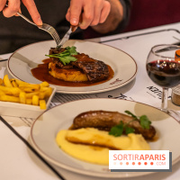Le Bouillon Julien, la brasserie au sublime décor art nouveau, son menu et ses plats -  Hampe de Bœuf sauce Stroganov - saucisse purée