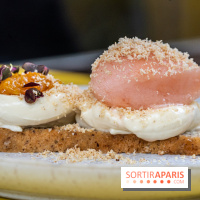 Belle Maison, Bistrot iodé, restaurant de poissons et fruits de mer Paris 9 -  ganache chocolat blanc et sorbet pamplemousse