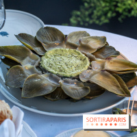 La terrasse dans un jardin avec vue Tour Eiffel du Marguerite 1606 au Domaine de la Reine Margot -  A7C1345
