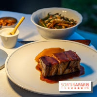 La terrasse dans un jardin avec vue Tour Eiffel du Marguerite 1606 au Domaine de la Reine Margot -  A7C1366