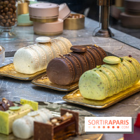 La bûche coffrets de Noël en trompe l'œil de Ladurée 2024 par Julien Alvarez et les créations de fête -  A7C2313