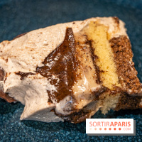 Les bûches de Noël de Jeffrey Cagnes 2024 - photos -  découpe praliné 