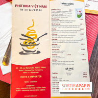 Pho Bida, le restaurant vietnamien  - carte-menu