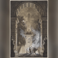 iinstitut suedois expo permanente - Louis Jean Desprez (1743 1804), Décors pour Sémiramis de Voltaire. Gouache sur papier. Photo Cecilia Heisser   Nationalmuseum