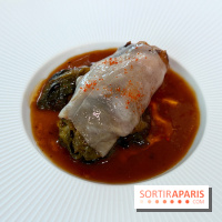 Geoélia - Sucrine braisée, jus de homard, sauce Grand Veneur