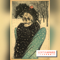 La Mort en fourrures, Eugène Delâtre, vers 1897 Eau-forte et aquatinte en couleurs - 32,5 x 50,5 cm