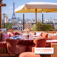 La terrasse en rooftop du Kinugawa à l'hôtel Sax Paris 7e