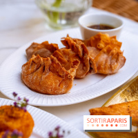 La terrasse jardin du Sax Hotel avec piscine - gyozas homard