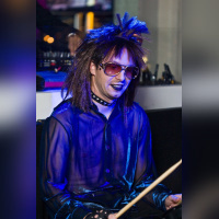 soirée, skyboard, rock band, étoile