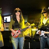 soirée, skyboard, rock band, étoile