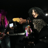 soirée, skyboard, rock band, étoile