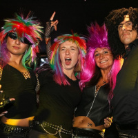 soirée, skyboard, rock band, étoile