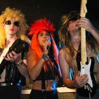 soirée, skyboard, rock band, étoile