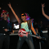 soirée, skyboard, rock band, étoile